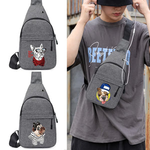 Canvas Sling Backpack Dog Print Hand Bags for Women