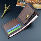 Men Bifold Business Leather Wallet Retro Thin Frosted Wallet Male