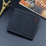Men Bifold Business Leather Wallet Thin Frosted Wallet Youth Large-capacity