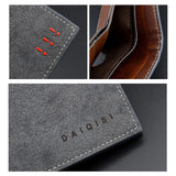 Men Bifold Business Leather Wallet Retro Thin Frosted Wallet Male