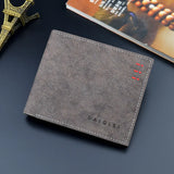 Men Bifold Business Leather Wallet Thin Frosted Wallet Youth Large-capacity