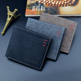 Men Bifold Business Leather Wallet Retro Thin Frosted Wallet Male
