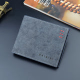 Men Bifold Business Leather Wallet Thin Frosted Wallet Youth Large-capacity