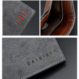 Men Bifold Business Leather Wallet Thin Frosted Wallet Youth Large-capacity