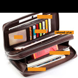 Men Business Waterproof Long Double Zipper Wallet Bag