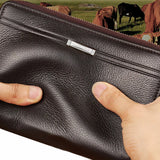 Men Business Waterproof Long Double Zipper Wallet Bag