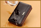 Men Business Waterproof Long Double Zipper Wallet Bag