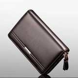 Men Business Waterproof Long Double Zipper Wallet Bag