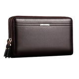 Men Business Waterproof Long Double Zipper Wallet Bag
