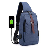 Men Travel Chest Bag USB Charging Casual Shoulder Handbag A10262