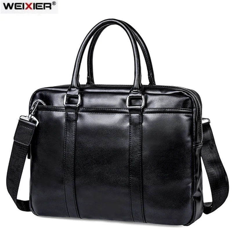 Men Business Office Briefcase Leather Handbag Laptop Tote Large Shoulder Bag