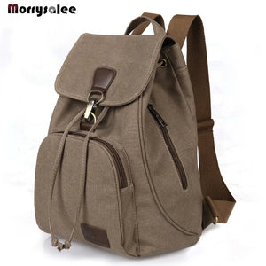 Men Canvas Backpack School Travel Solid Bag Soft Handle Unisex Air Cushion