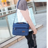 Men Canvas Briefcases Retro Business Office Shoulder Bags Work Crossbody Bag