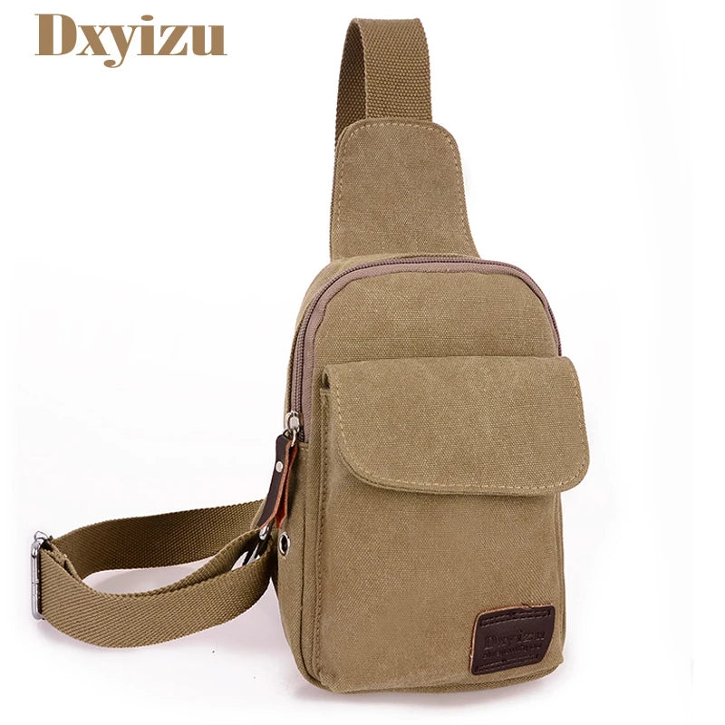Men Canvas Chest Bag Casual Shoulder Bag Chest Pack Travel Messenger Bag
