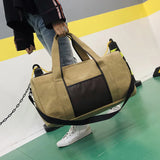 Canvas Travel Luggage Handbags Solid Durable Duffel Shoulder Bags