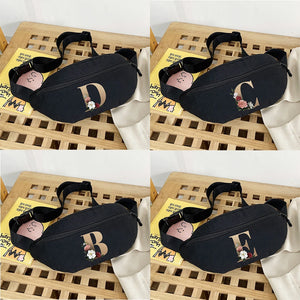 Canvas Tote Messenger Shoulder Bag 26 Letter Print Organizer Chest Bag