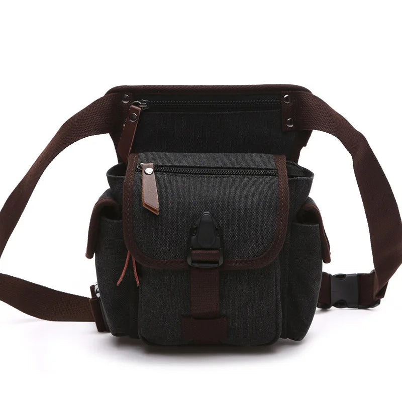 Men Canvas Waist Pack Man Belt Fanny Pack Ride Leg Bag Drop Fanny Waist Belt