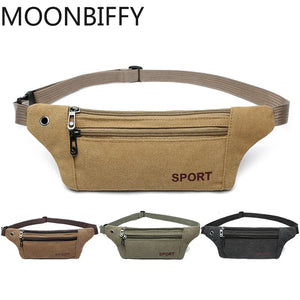 Men Durable Fanny Waist Pack Canvas Hip Bum Outdoor Bag
