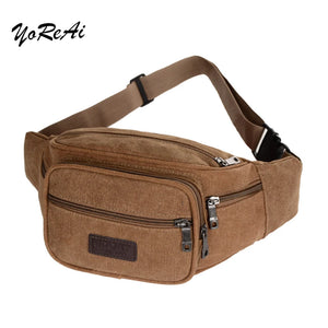 Men Casual Durable Fanny Waist Pack Male Waist Bags Belt Canvas Hip Bum Military