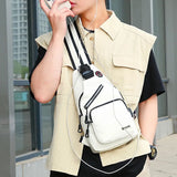 Casual Small Backpack Women Girls Chest Bag USB Charging Port