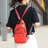 Casual Small Backpack Women Girls Chest Bag USB Charging Port