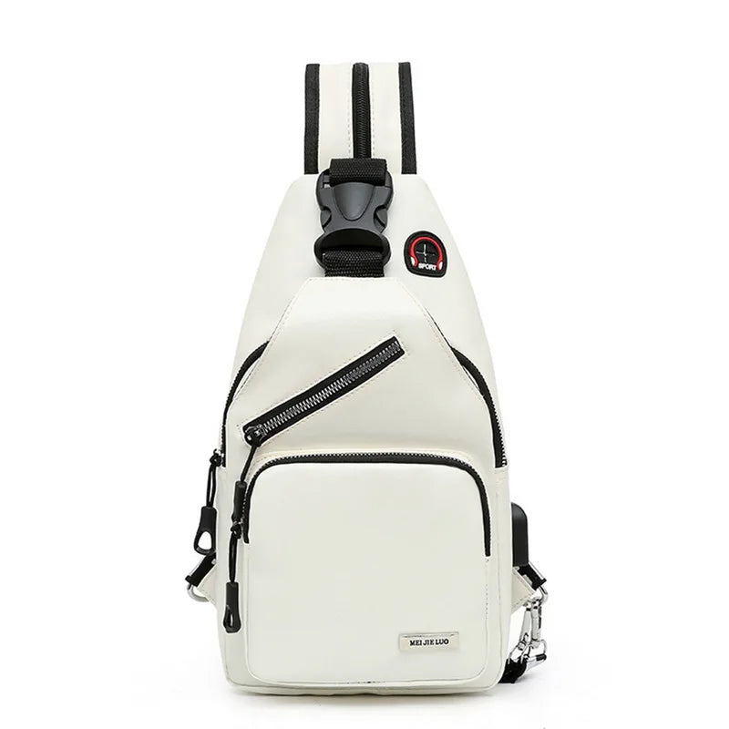 Casual Small Backpack Women Girls Chest Bag USB Charging Port