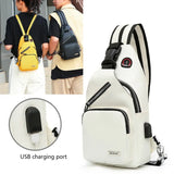 Casual Small Backpack Women Girls Chest Bag USB Charging Port