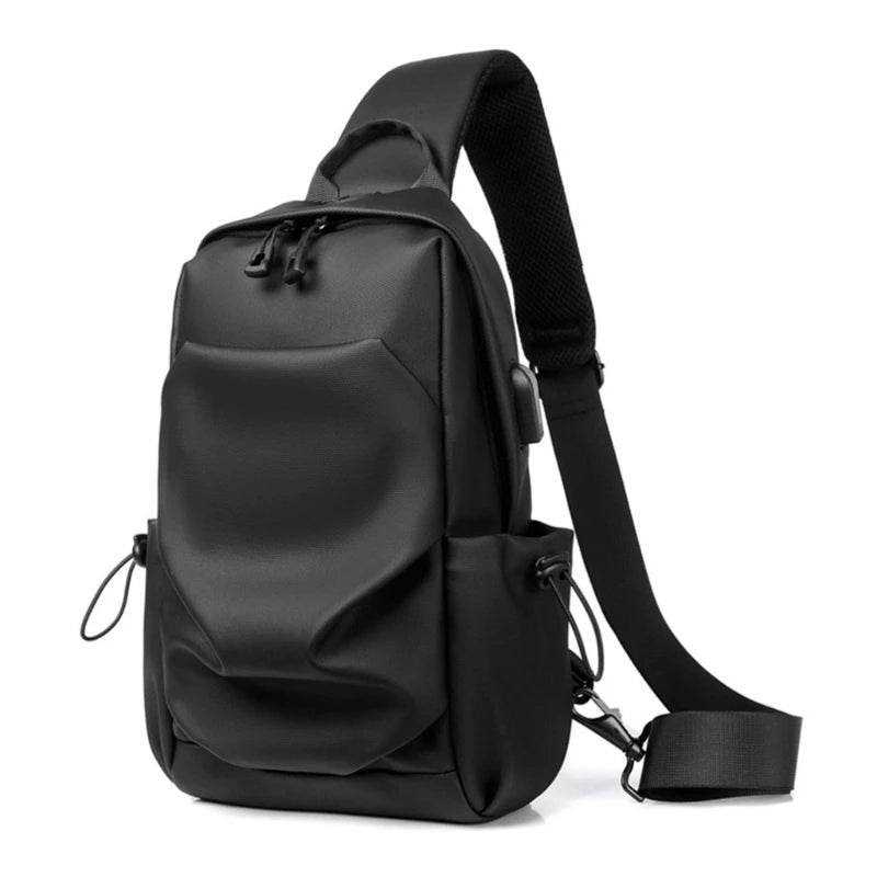 Men Chest Bag Sling Bags Crossbody Travel Outdoor PU Shoulder Pruse Fanny Pack