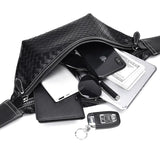 Men Chest Bag Woven Fanny Pack Leather Shoulder Bags Automatic buckle Belt Bag