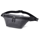 Men Chest Bag Woven Fanny Pack Leather Shoulder Bags Automatic buckle Belt Bag