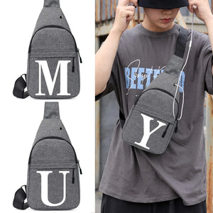 Men 26 Letters Print Chest pack Shoulder Crossbody Bag