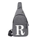 Men 26 Letters Print Chest pack Shoulder Crossbody Bag