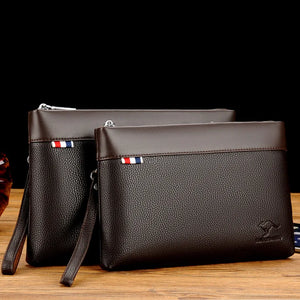 Men Clutch Bag Large Capacity Envelope Pouch Leather Handbags