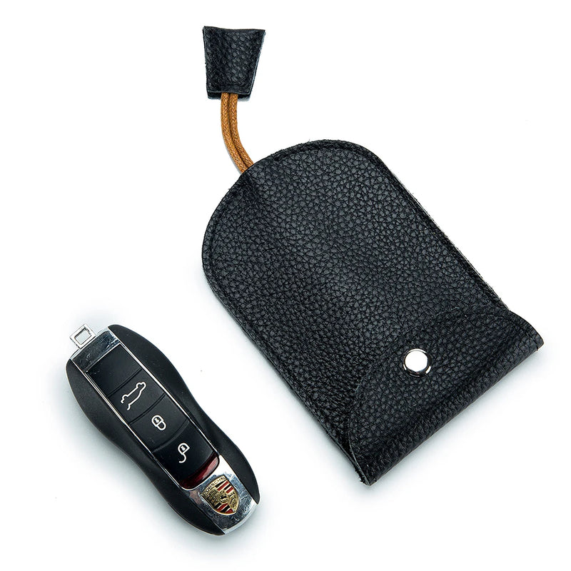 Men Leather Car Key Case Holder Pull Out Strap Keychain Fob Pouch Gift