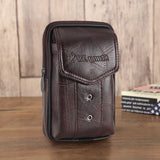 Men Cowhide Leather Fanny Waist Bag Classic Texture Solid Mobile Phone Belt Bum