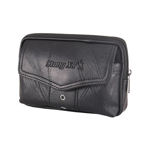 Men Cowhide Leather Fanny Waist Bag Classic Texture Solid Mobile Phone Belt Bum