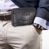 Men Cowhide Leather Fanny Waist Bag Classic Texture Solid Mobile Phone Belt Bum