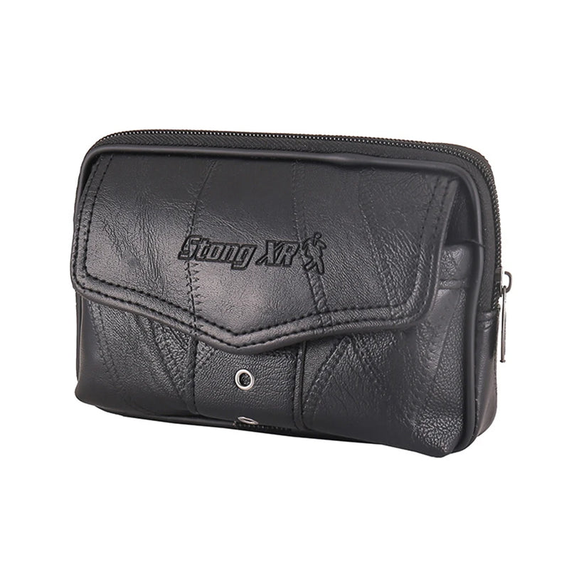 Men Cowhide Leather Fanny Waist Bag Classic Texture Solid Mobile Phone Belt Bum