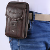 Men Cowhide Leather Fanny Waist Bag Classic Texture Solid Mobile Phone Belt Bum