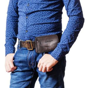 Men Cowhide Leather Fanny Waist Bag Classic Texture Solid Mobile Phone Belt Bum