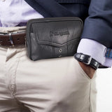 Men Cowhide Leather Fanny Waist Bag Solid Mobile Phone Belt Bum