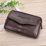 Men Cowhide Leather Fanny Waist Bag Solid Mobile Phone Belt Bum