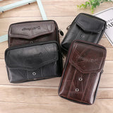 Men Cowhide Leather Fanny Waist Bag Solid Mobile Phone Belt Bum
