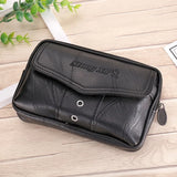 Men Cowhide Leather Fanny Waist Bag Solid Mobile Phone Belt Bum