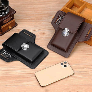 Men Cowhide Leather Fanny Waist Bag Classic Texture Creative Delicate Business