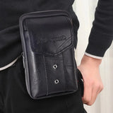 Men Cowhide Leather Fanny Waist Bag Solid Mobile Phone Belt Bum