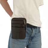 Men Cowhide Leather Fanny Waist Bag Classic Texture Business Phone Purses