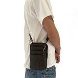 Men Cowhide Leather Fanny Waist Bag Business Phone Purses Shoulder Bag