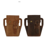 Men Crazy Horse Skin Leather Waist Bag Clip Outdoor Phone Pouch