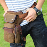 Men Drop Leg Bag Travel Messenger Thigh Pouch Canvas/Nylon Waist Bag